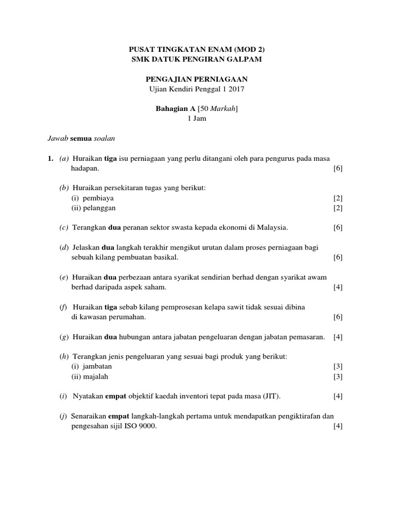 Ujian Kendiri Penggal 1 2017 Pdf