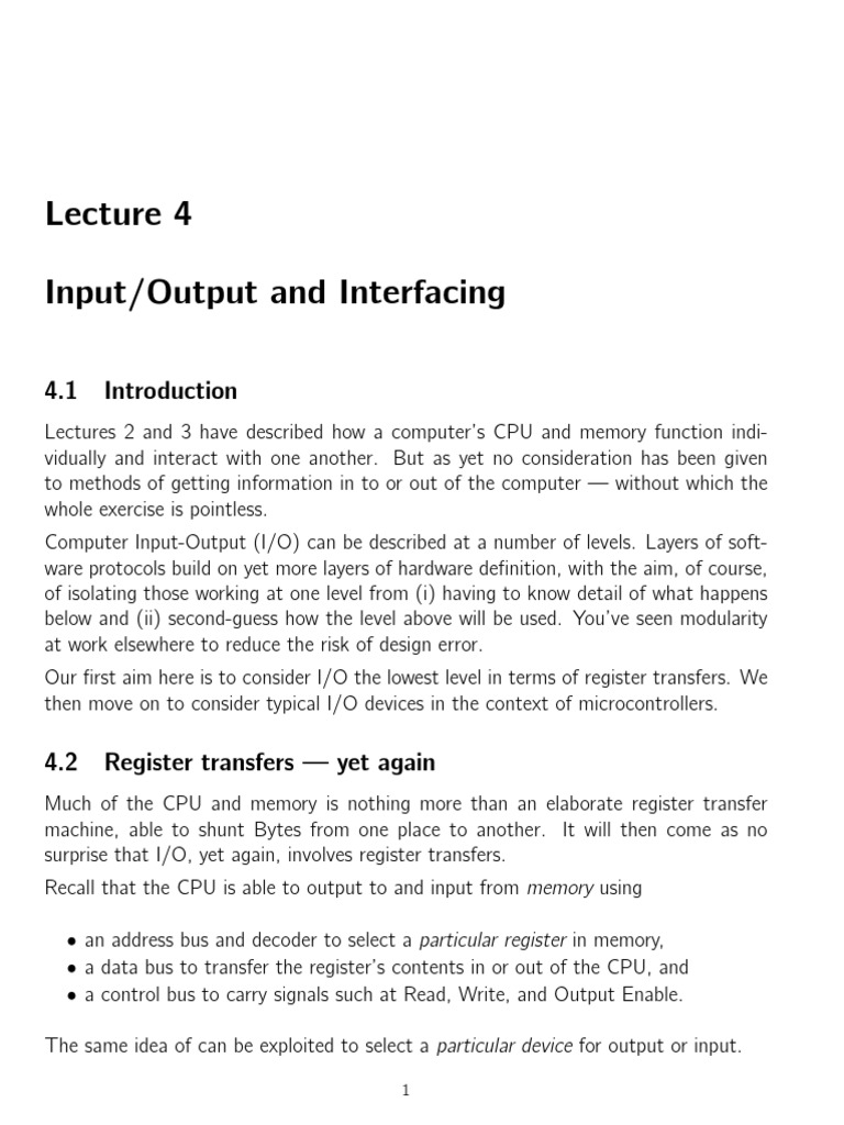 Input/Output and Interfacing | PDF | Input/Output | Subroutine