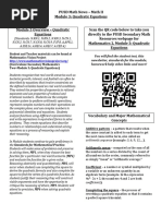 M2 Module 3 Newsletter Quadratic Equations