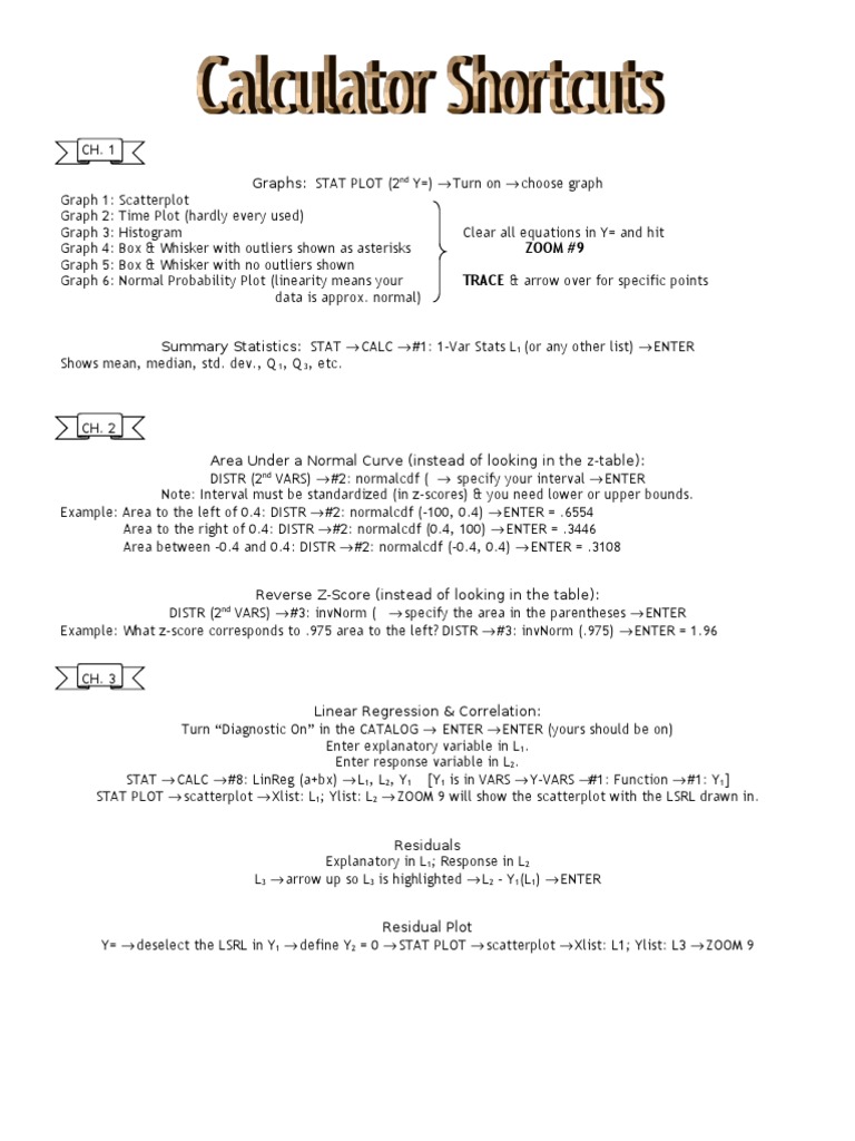 Calculator Shortcuts For AP PDF Confidence Interval Standard Score