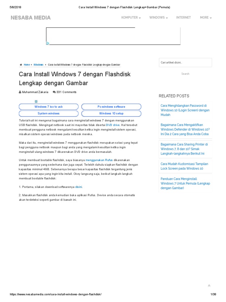 Cara Install Windows 7 Dengan Flashdisk Lengkapgambar Pemula