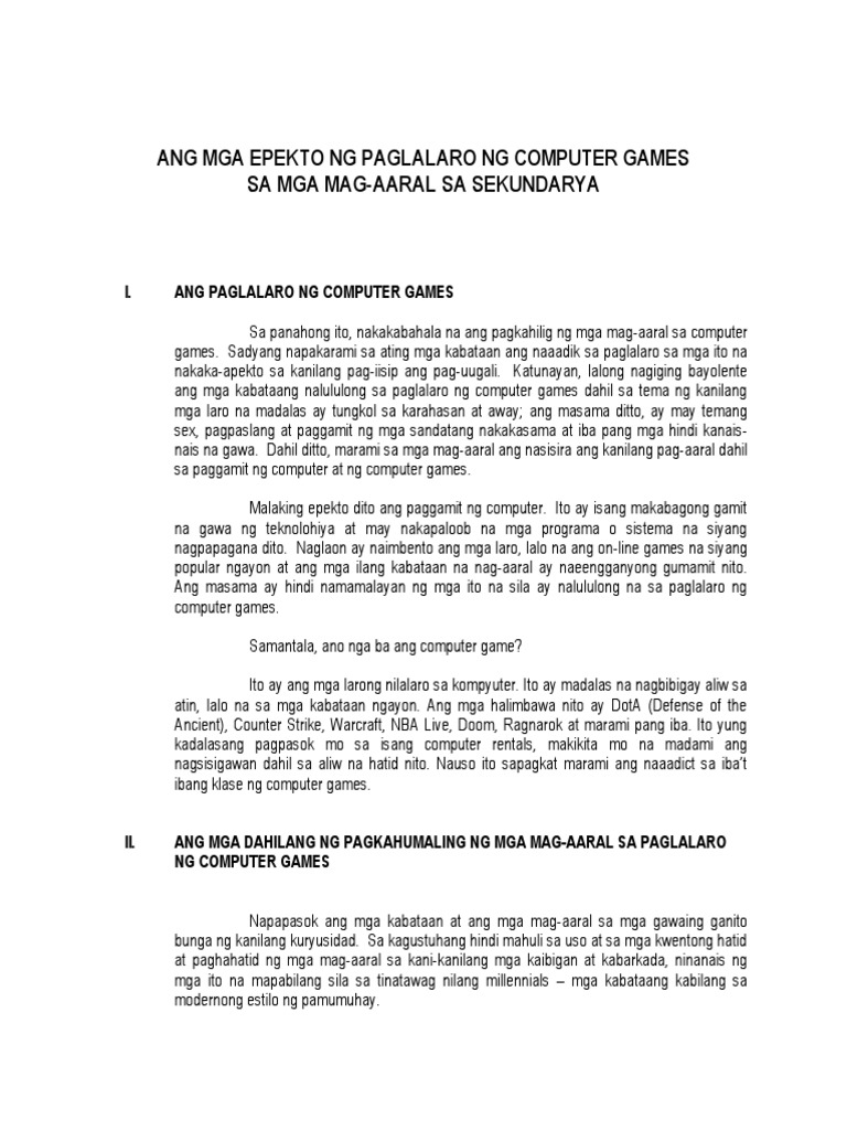 Online games addiction research paper in the philippines image