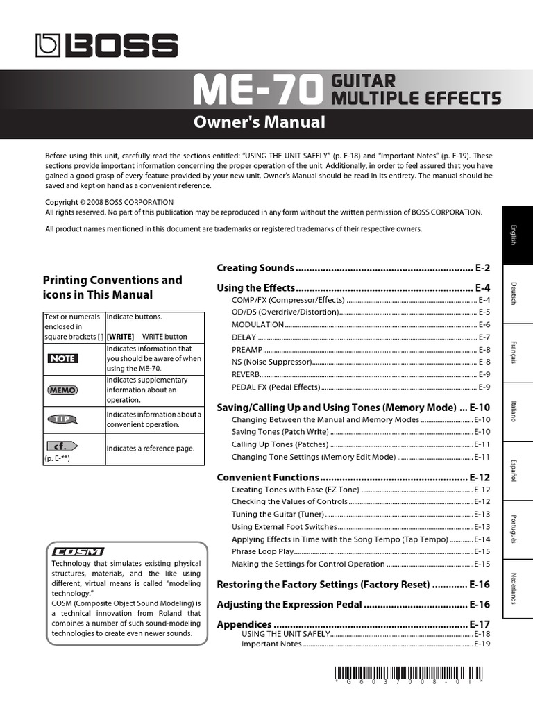 Boss Me 70 PDF PDF