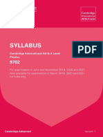 Syllabus: Cambridge International As & A Level Physics