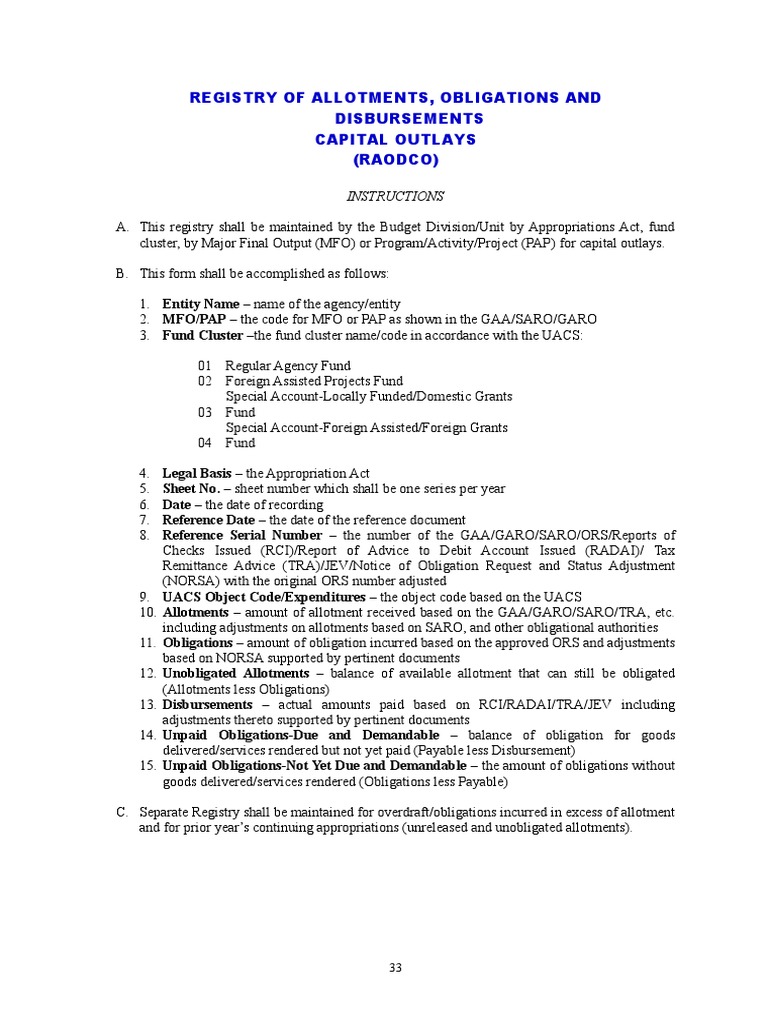 Capital Outlays Registry Instructions | PDF | Public Finance ...