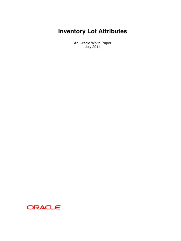 Lot Attributes White Paper PDF Shelf Life Inventory