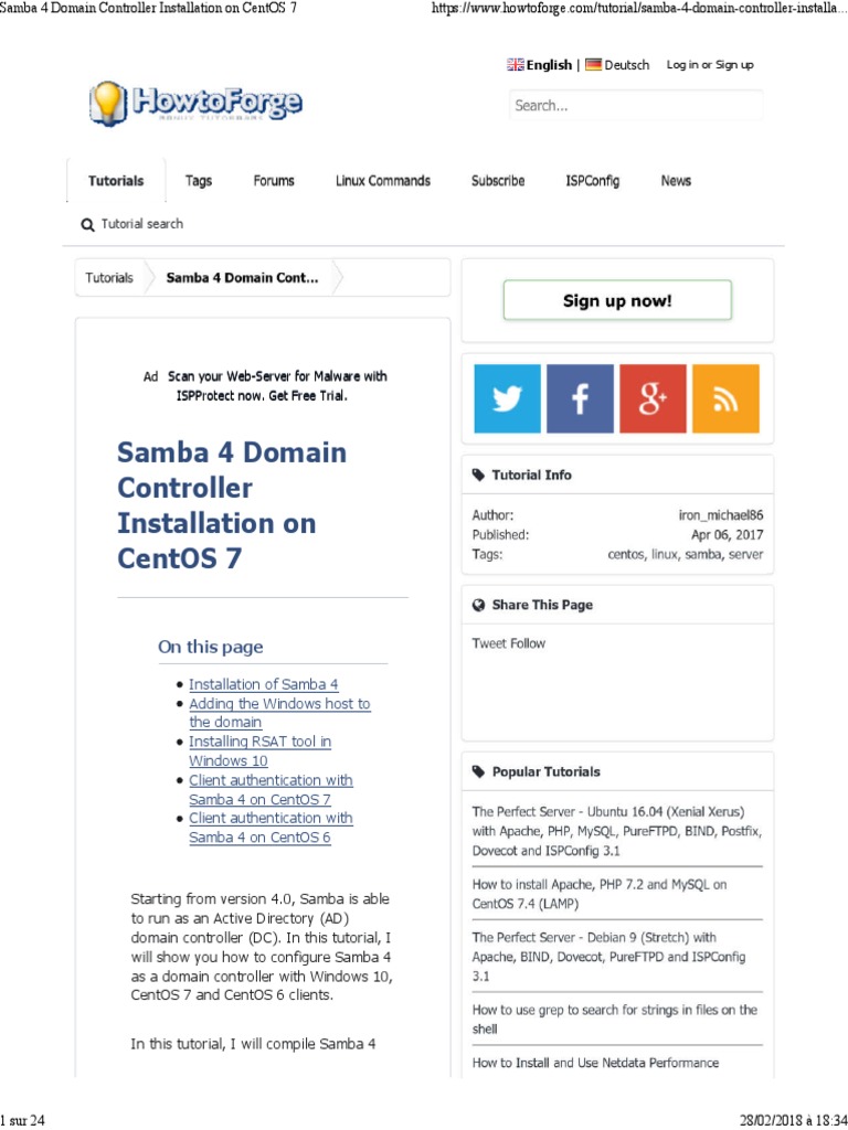 Samba 4 Domain Controller Installation On CentOS 7 PDF Domain Name System I Pv6