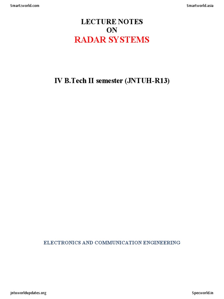 Lecture Notes on Radar Systems | PDF | Radar | Antenna (Radio)