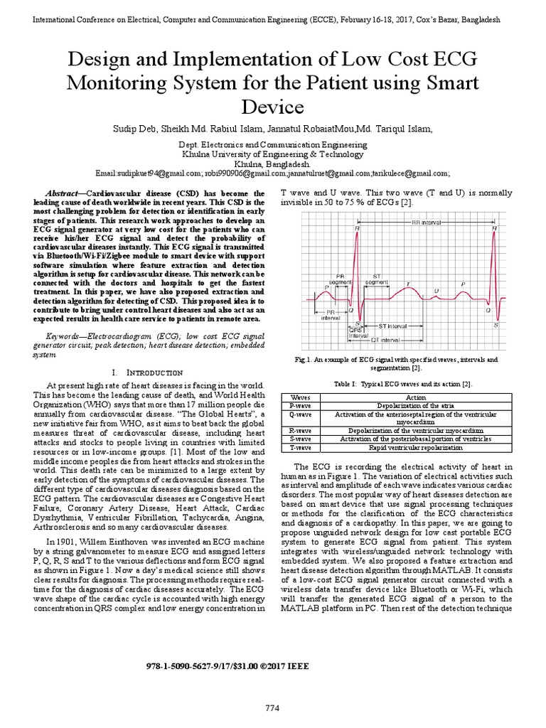 Design and Implementation of Low Cost ECG Monitoring System For The ...