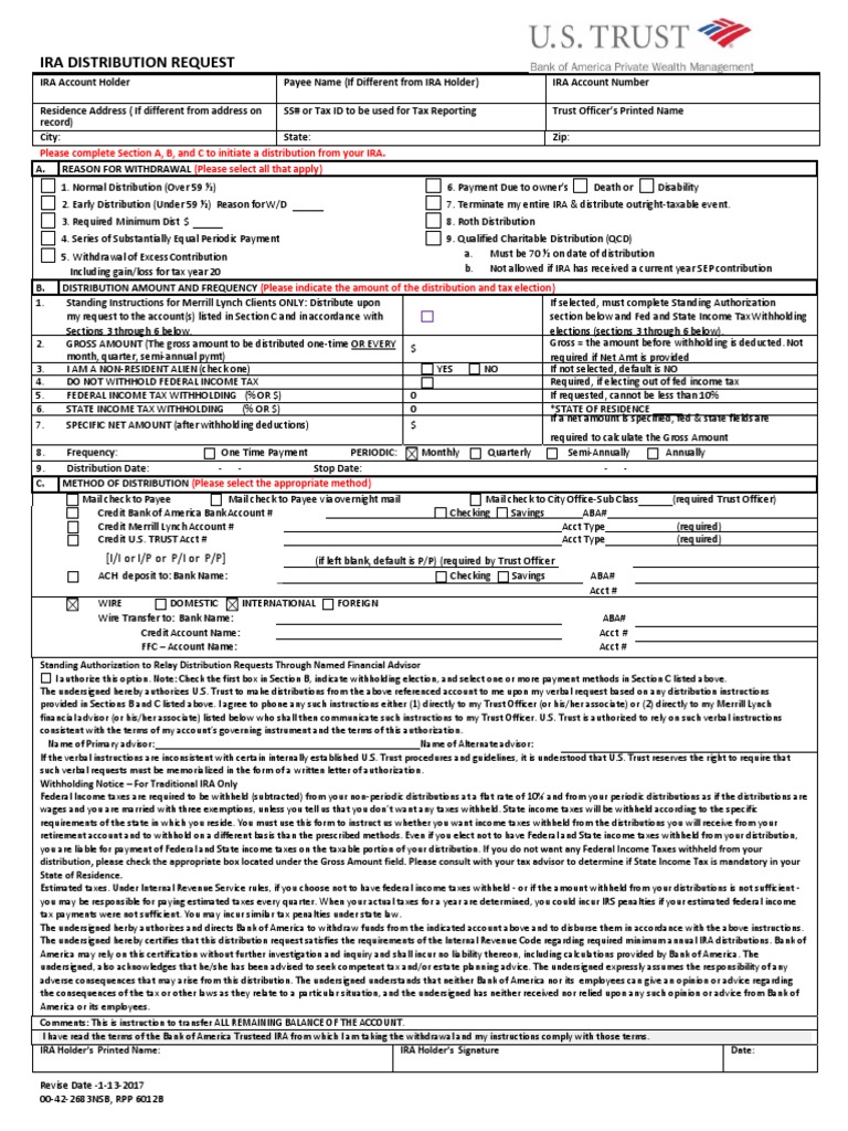 IRA Blank Form 2017 1 - Income Tax In The United States - Withholding Tax