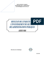 Résultats de L'enquête Sur L'investissement Du Secteur Des Administrations Publiques