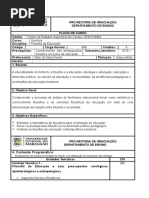 Plano Do Curso de QUÍMICA Filosofia Da Educação