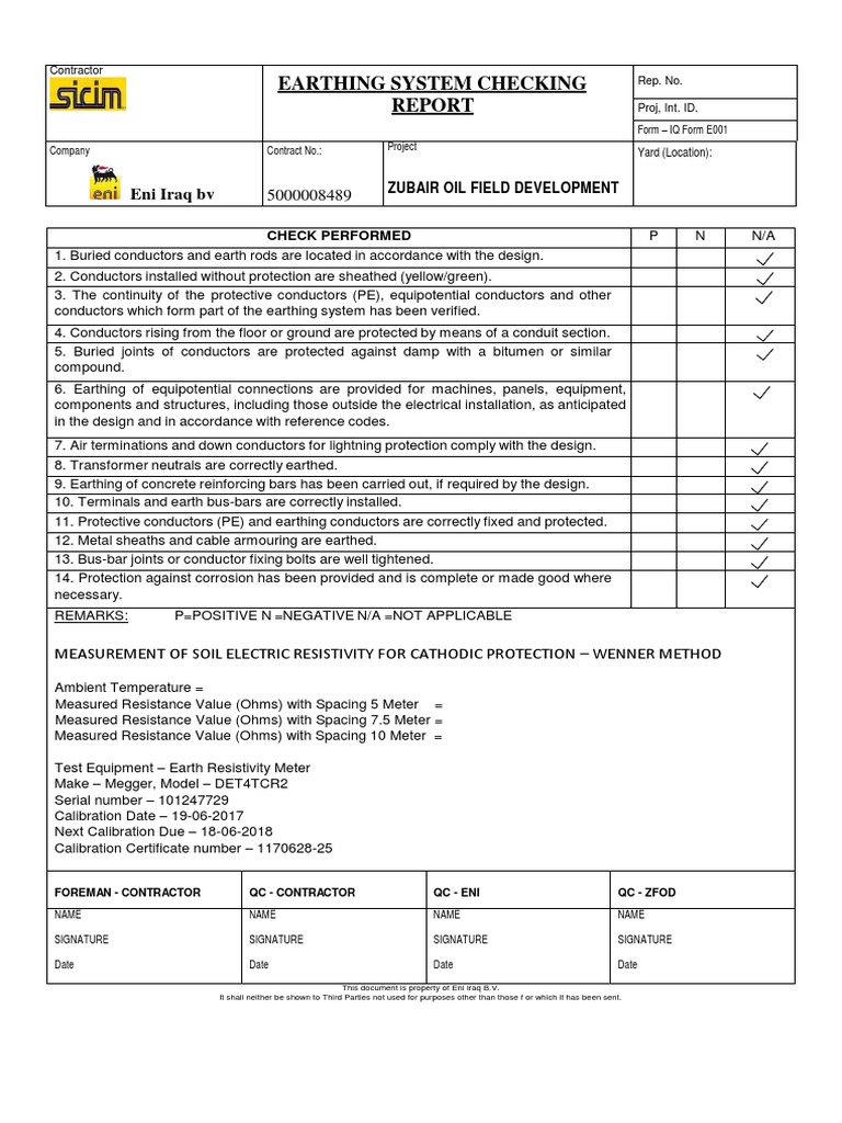 Earth Resistance Measurement Report | PDF | Electrical Conductor ...