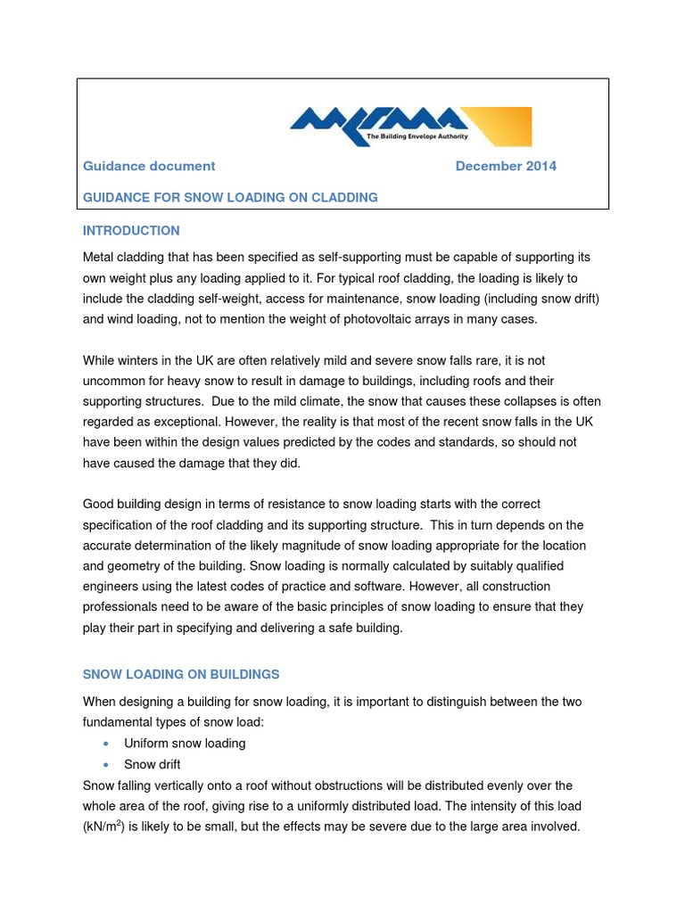 Snow Guidance Document Dec 2014 | PDF | Snow | Structural Load
