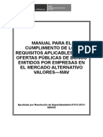 Manual Para El Cumplimiento de Los Requisitos Aplicables a Las Ofertas Públicas de Bonos Emitidos Por Empresas en El Mercado Alternativo Valores—Mav