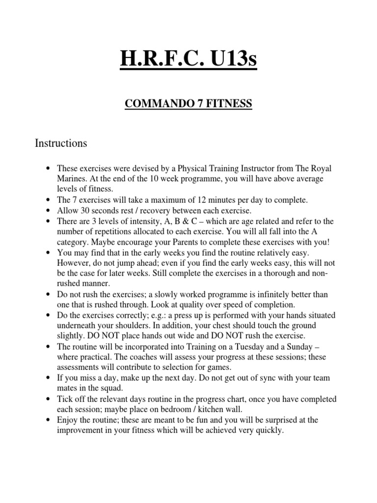 Royal Marine Commando 7 Exercises PDF | PDF | Physical Exercise ...