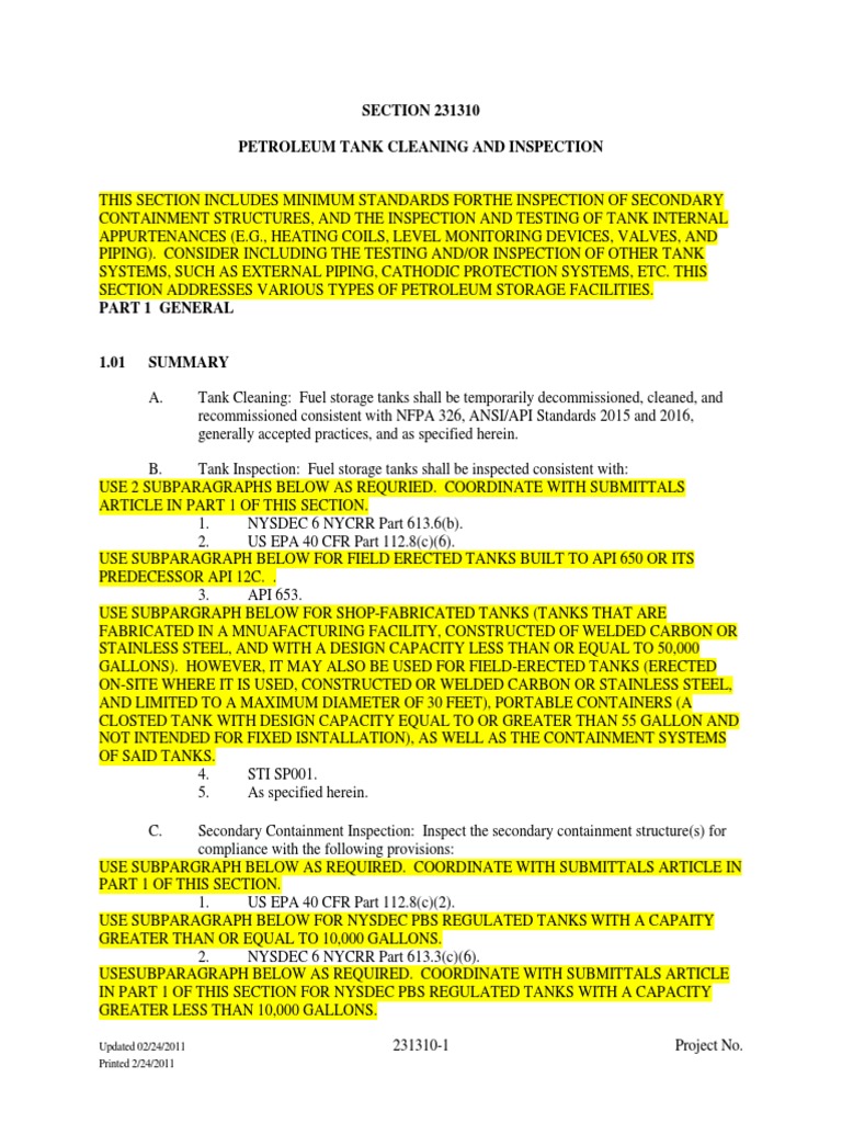 Petroleum Tank Cleaning And Inspection Pdf Oil Leak