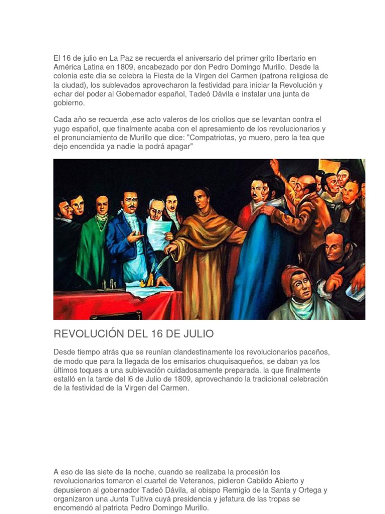 El 16 de Julio en La Paz Se Recuerda El Aniversario Del Primer Grito ...