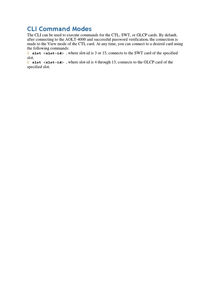 CLI Command Modes for Card Access | PDF