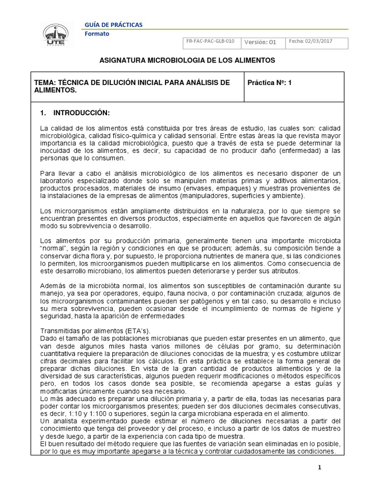 Guia Practica Microbiologia Alimentos | PDF | Unidad de formación de ...