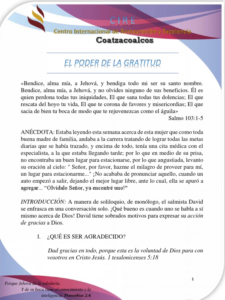 El Poder De La Gratitud Pdf Cristo Título Salvación