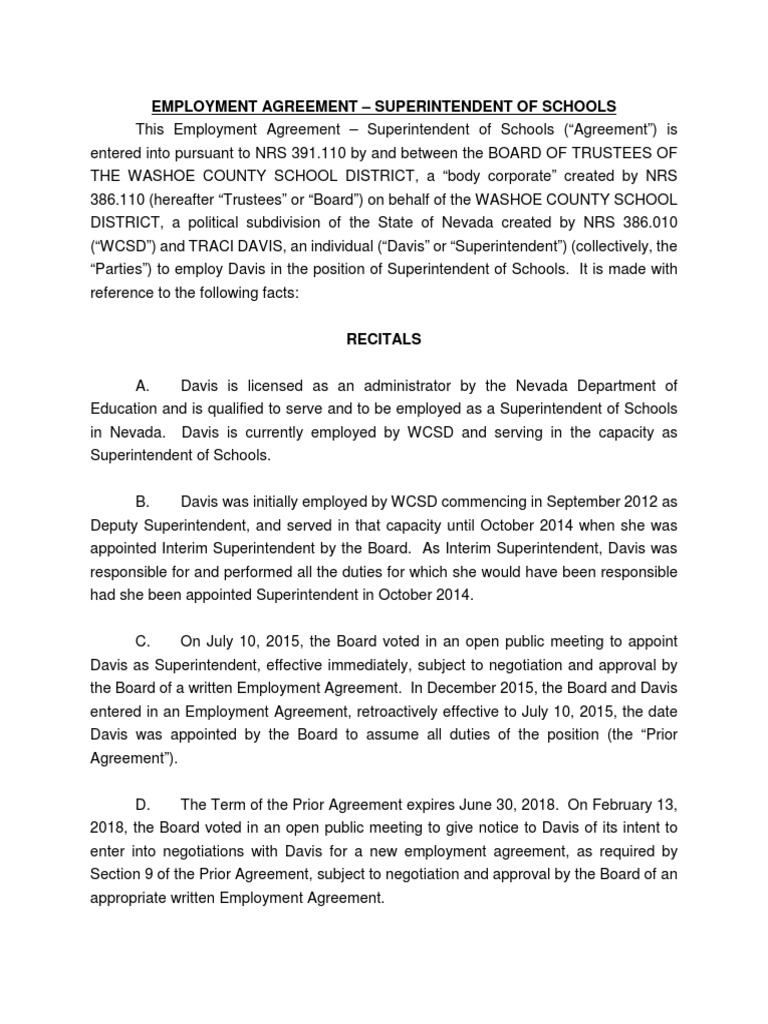 Superintendent Employment Agreement 2018 | PDF | Life Insurance ...