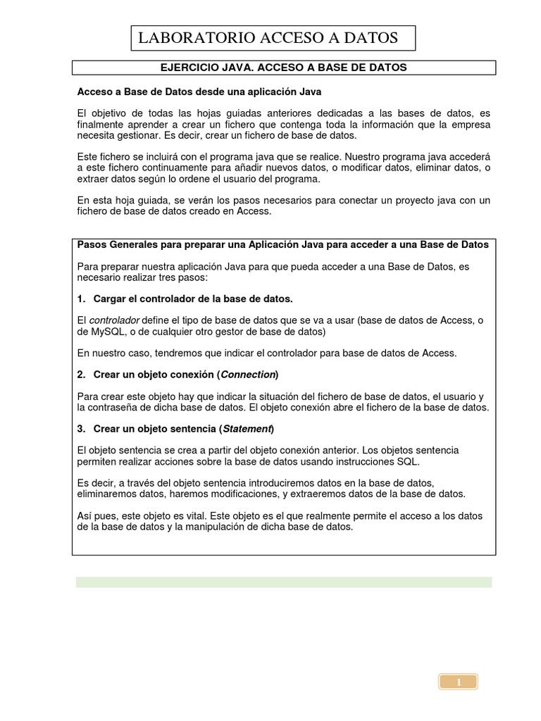 Conexión Java-Access: Guía Paso a Paso | PDF | SQL | Java (lenguaje de ...