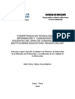 2010 - Vera - Competencia en Tecnologías de Información y Comunicación en Docentes Del Área de Comunicación de Instituciones Educativas - Región Calla