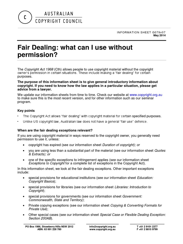 Fair Dealing (G079v07) FINAL | PDF | Fair Dealing | Fair Use