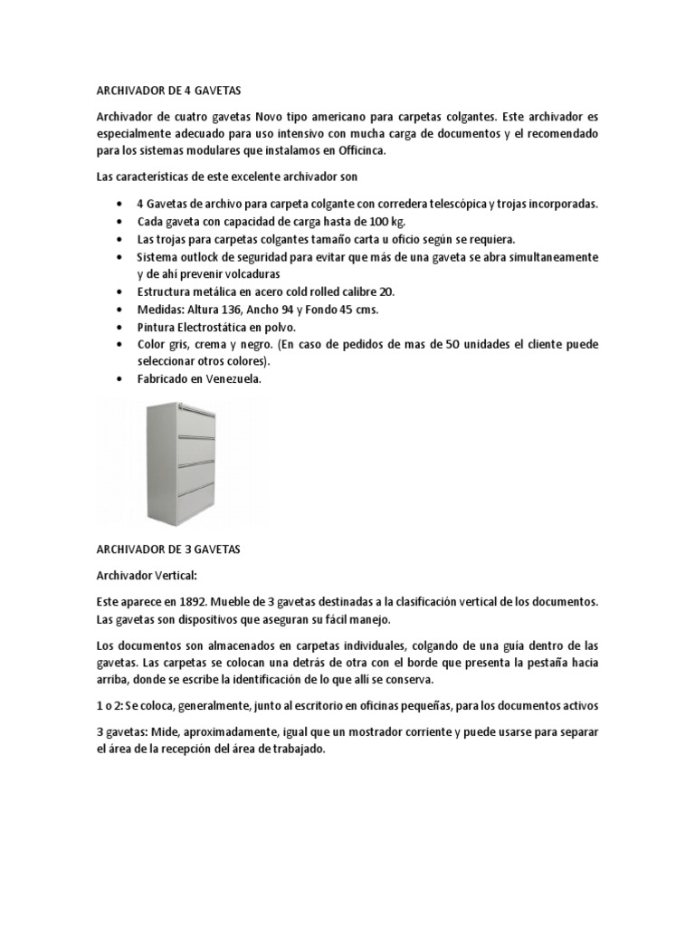 Archivador de 4 Gavetas | PDF | Archivo de computadora | Aluminio, image size:768x1024