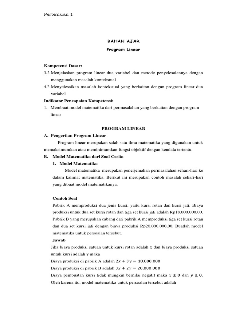 Program Linear untuk Siswa SMA | PDF | Metode & Bahan Ajar