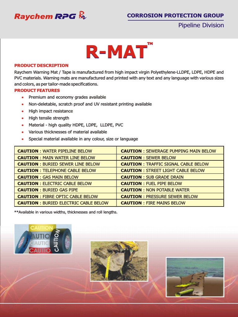 Warning Mat Brochure | PDF | Pipeline Transport | Polyvinyl Chloride