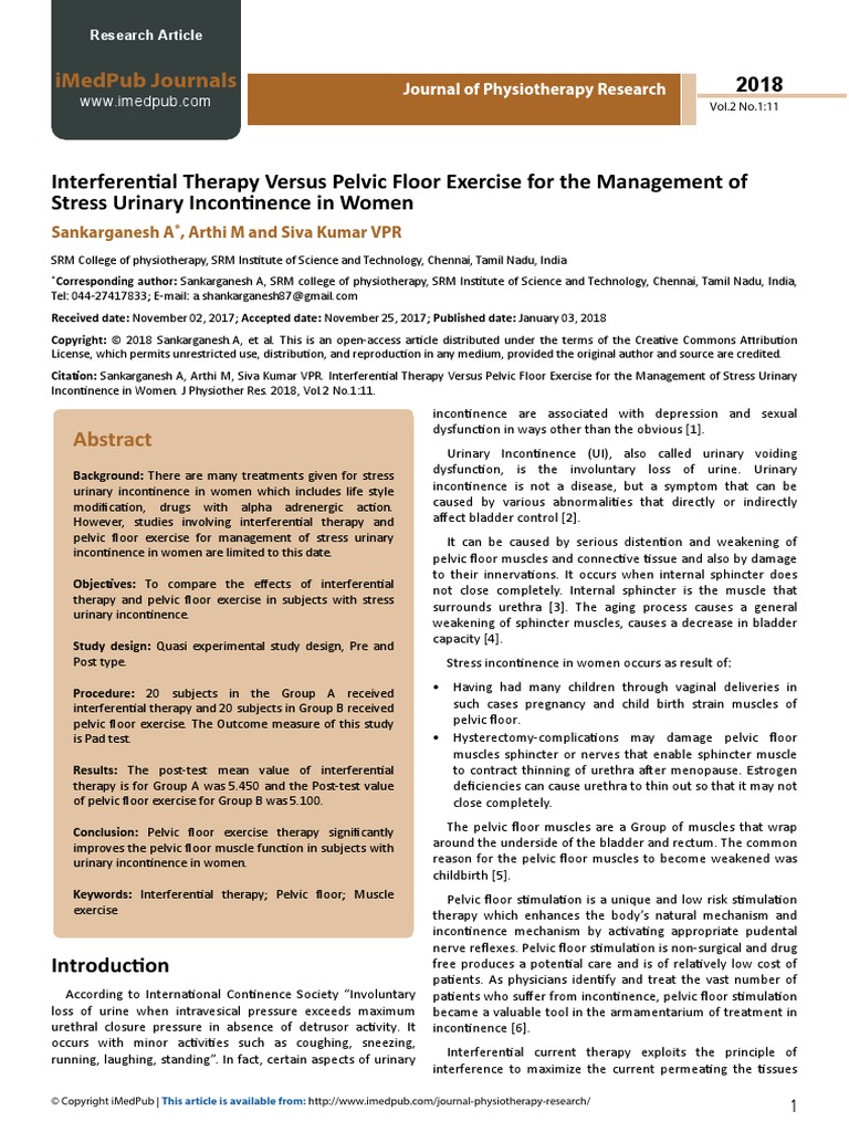 Interferential Therapy Versus Pelvic Floor Exercise For The