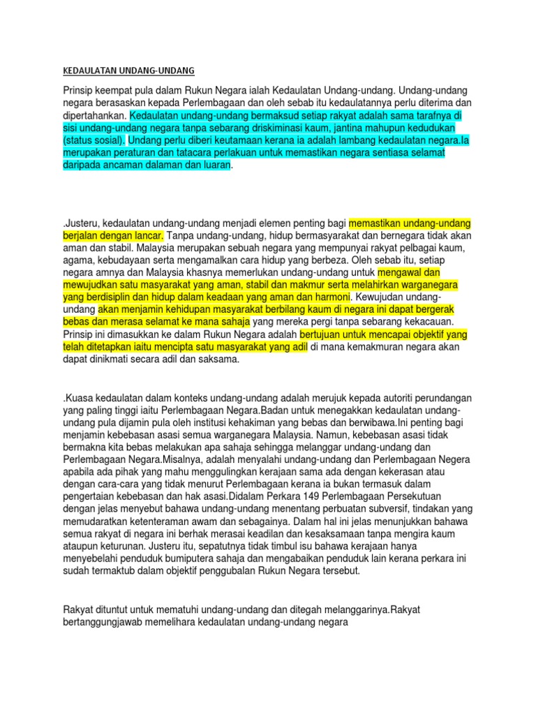 Kedaulatan Undang Undang