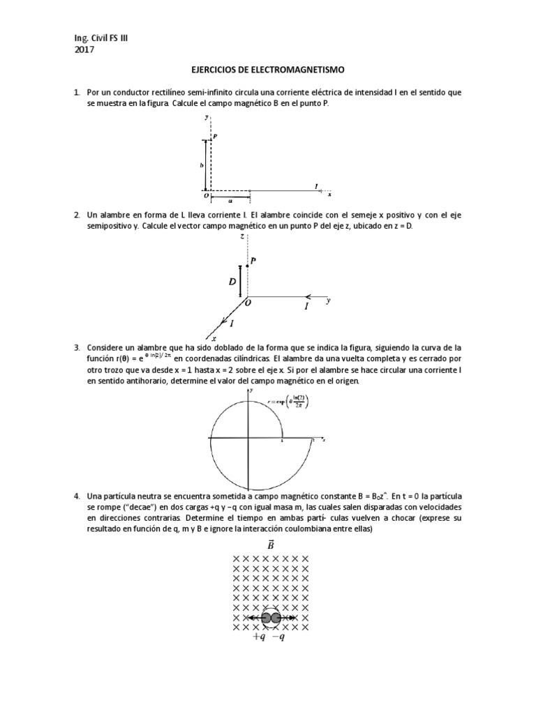 Ejercicios de Electromagnetismo | PDF | Campo magnético | Corriente  eléctrica, image size:768x1024
