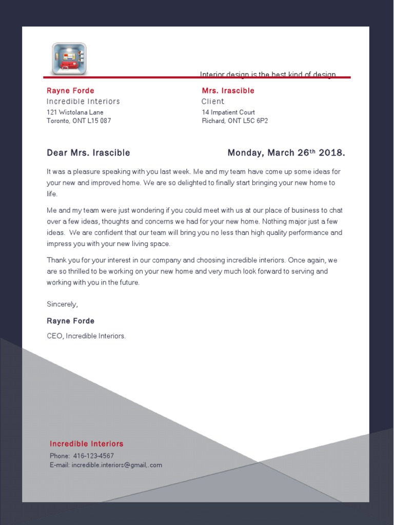 Interior Design Letter | PDF
