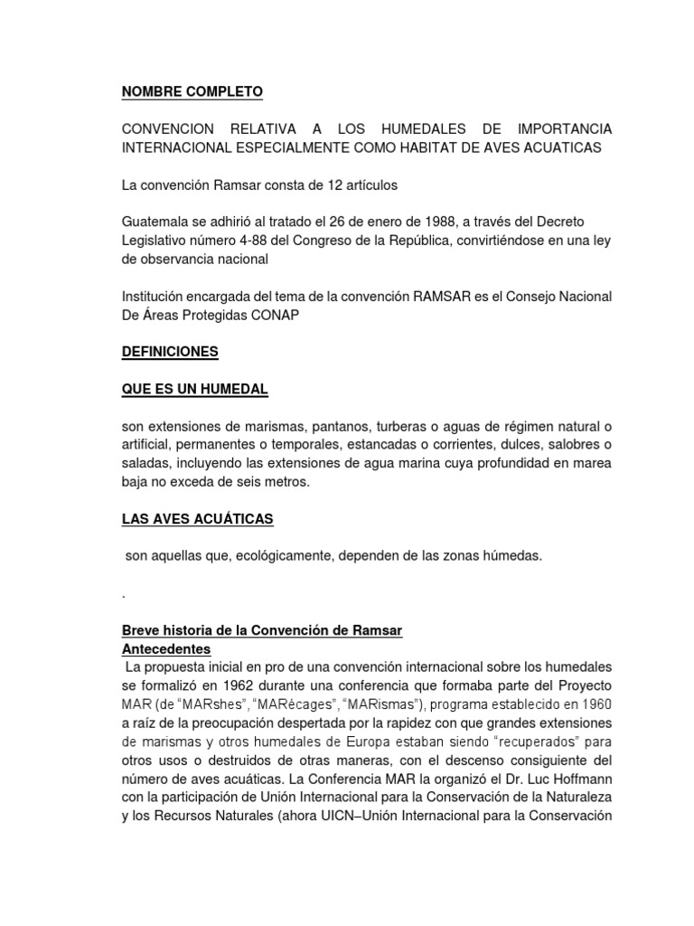 Breve Historia de La Convención de Ramsar | PDF | Humedal | Conservación
