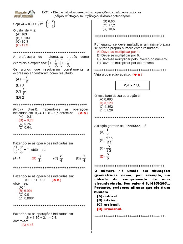 Notação Matemática, PDF, Número racional