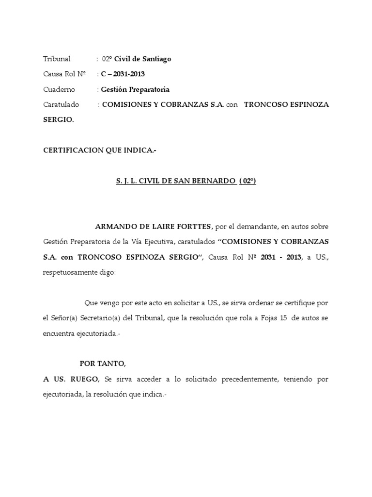 Ceriticacion de Sentencia Ejecutoriada. | PDF