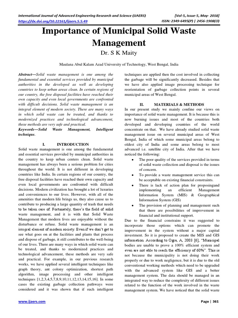 Importance of Solid Waste Management | PDF | Geographic Information ...