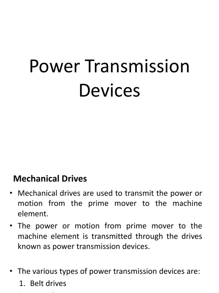 Unit 1 Power Transmission Devices PDF Belt (Mechanical) Gear