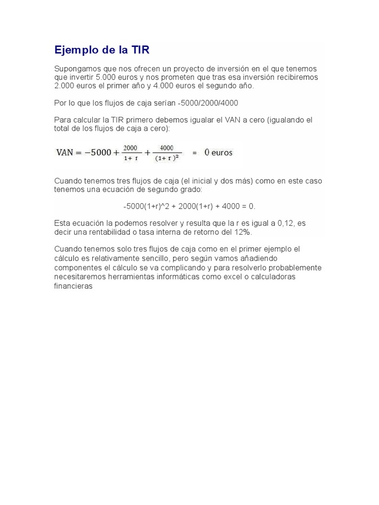 Ejemplos de Cálculo de TIR | PDF | Ecuaciones | Enseñanza de matemática