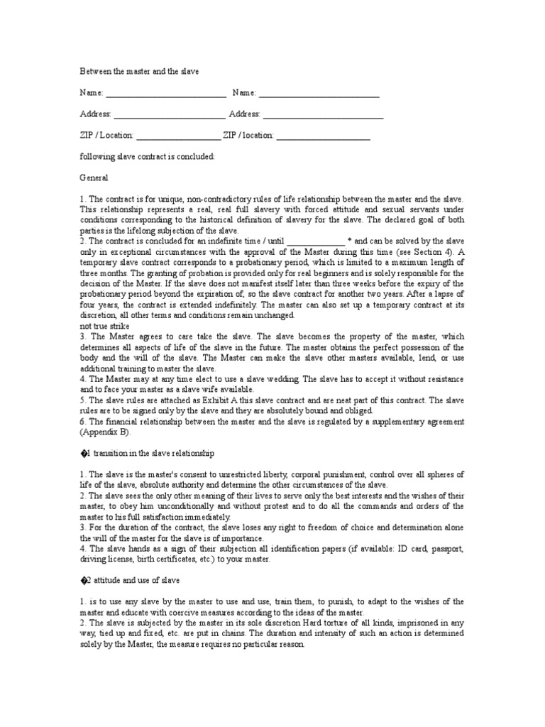Slave Contract Better PDF PDF photo