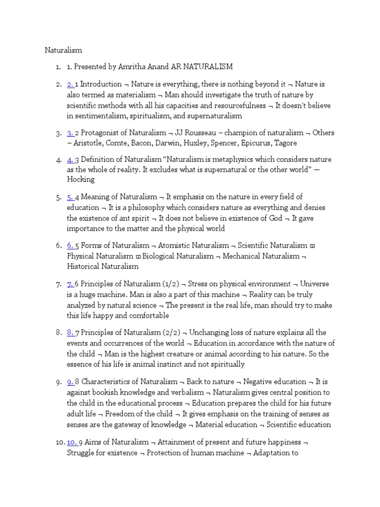 essay on naturalism