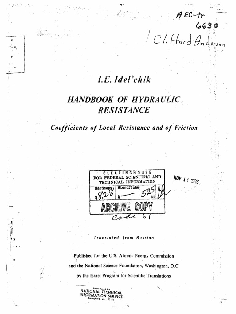 HB of Hydraulic Resistance Idelchik.pdf Viscosity Pressure