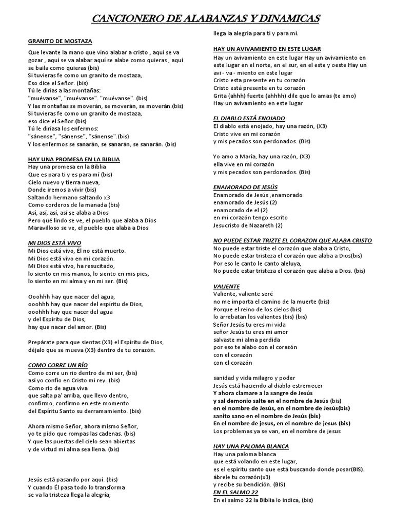 Cancionero Alabanzas Docx Cristo Titulo Espiritu Santo cancionero alabanzas docx cristo
