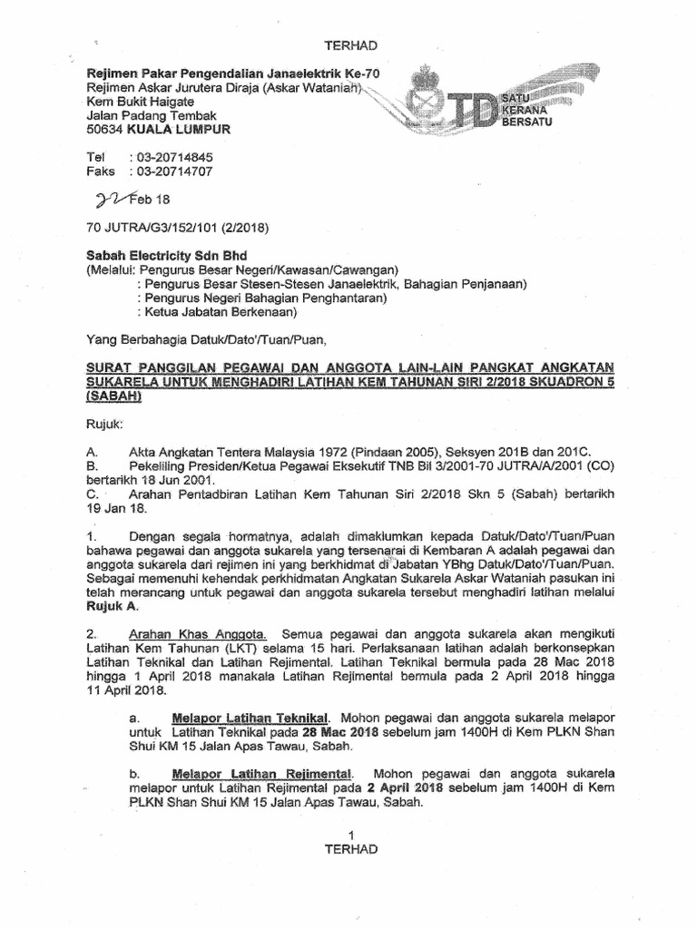 Panggilan Latihan Siri 2 2018 Pdf
