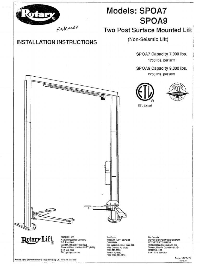 FJ7600E Rotary Lift Lock Release Cable EH4 - Aftermarket