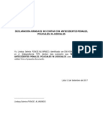 Declaración Jurada de No Contar Con Antecedentes Penales