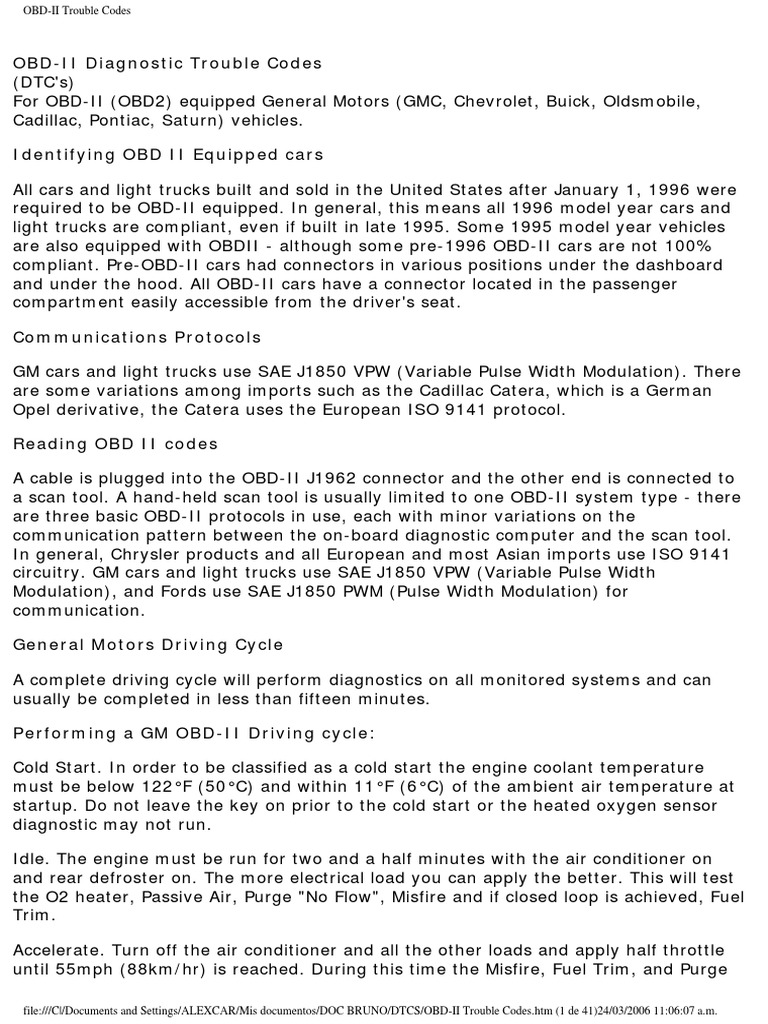 GM OBD-II Diagnostic Trouble Codes | PDF | Manufactured Goods | Vehicle ...